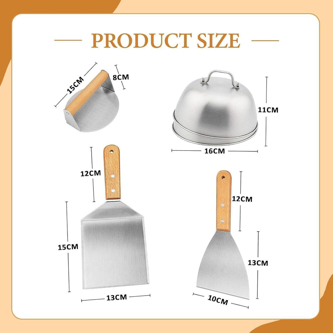Smash Burger Set, 5 Stück Burger Smasher, Smash Burgerpresse mit Pfannenwender und Burgerglocke und