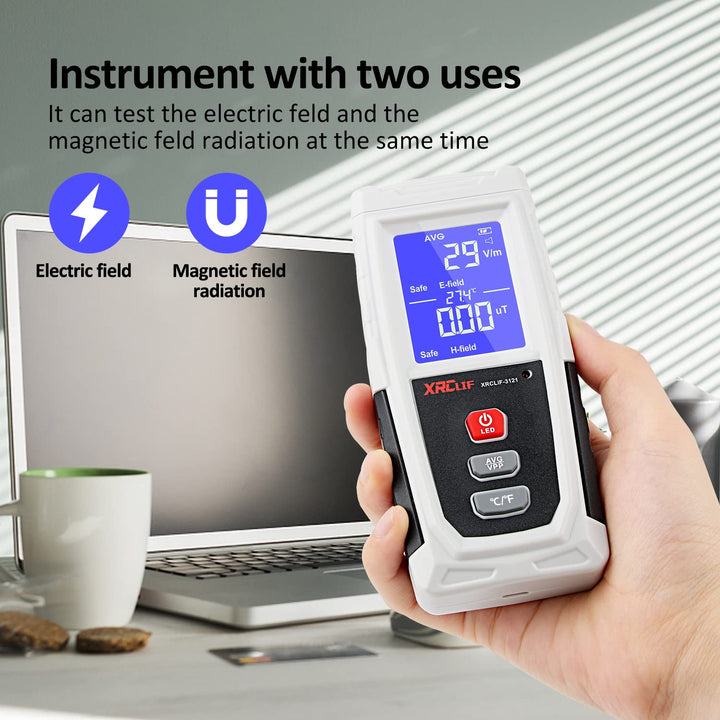 EMF Messgerät, XRCLIF Digitaler elektromagnetischer Strahlungsdetektor, Handheld EMF Tester für Zuha