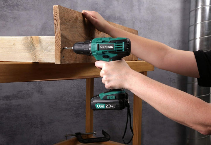 VONROC Akku Schrauber, Akku Bohrschrauber Akkuschrauber 20V - Akku Bohrmaschine, Akkubohrer Komplett