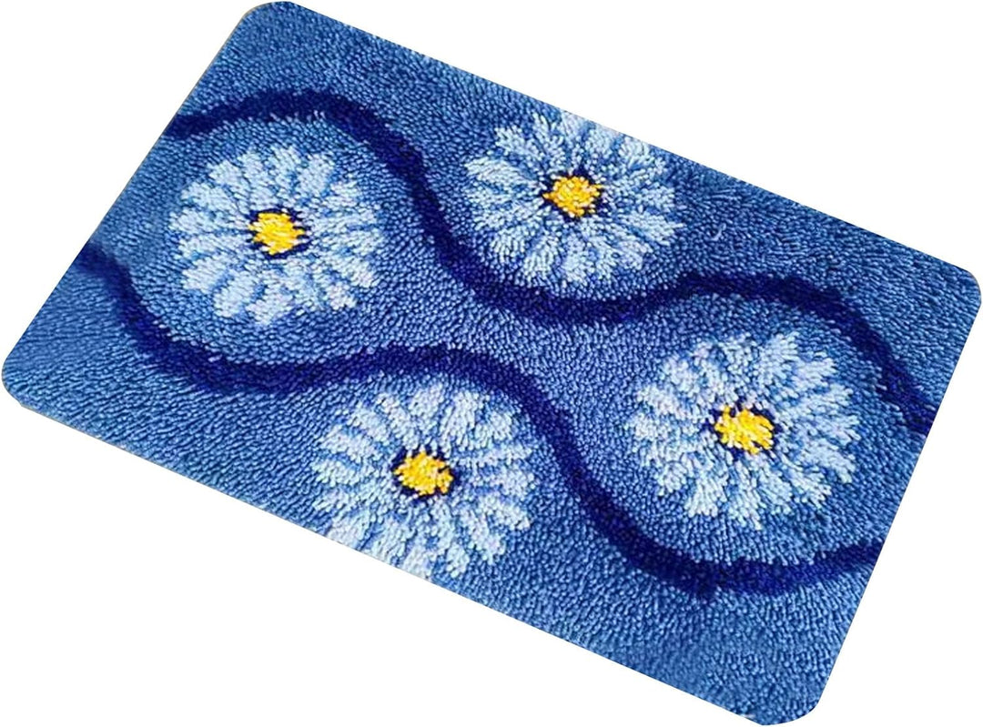 kingsea DIY Knüpfsets Kreuzstich Teppich Set, 60x40cm Teppich Selber Machen Set, Farbmusterdruck Git