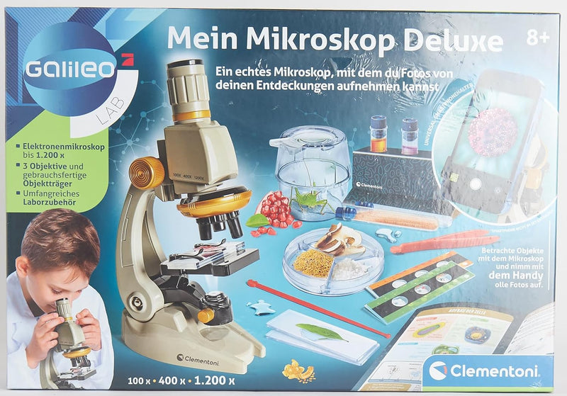 Clementoni Galileo Lab Mein Mikroskop Deluxe - Experimentierkasten mit echtem Mikroskop & Smartphone