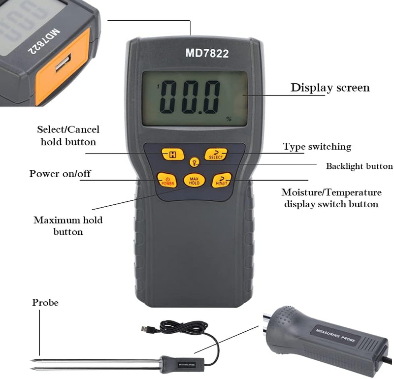Tragbares Getreide-Feuchtigkeitsmessgerät, Mais-Messgerät Feuchtigkeits-Feuchtigkeitsmesser, 2% -30%