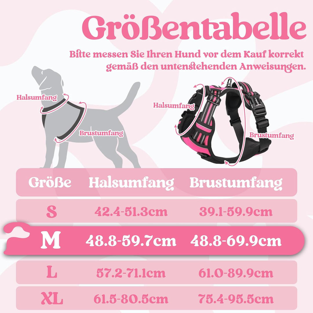 rabbitgoo Hundegeschirr Mittelgrosse Hunde, Verstellbare Geschirr Hund ohne Zug & Würgen, Anti Zug H