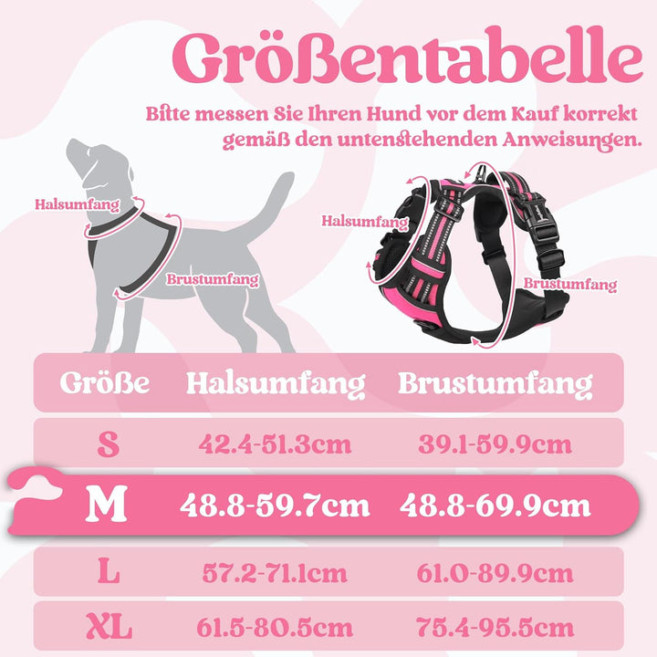 rabbitgoo Hundegeschirr Mittelgrosse Hunde, Verstellbare Geschirr Hund ohne Zug & Würgen, Anti Zug H