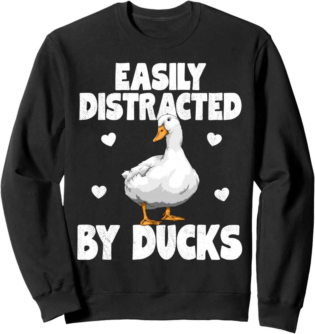 Easily Distracted By Ducks Funny Water Ducklings Sweatshirt