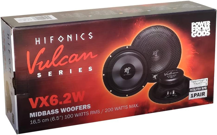 2 tieftöner kompatibel mit HIFONICS Vulcan Series VX6.2W 16,5 cm 165 mm 6,5" Durchmesser 100 watt rm