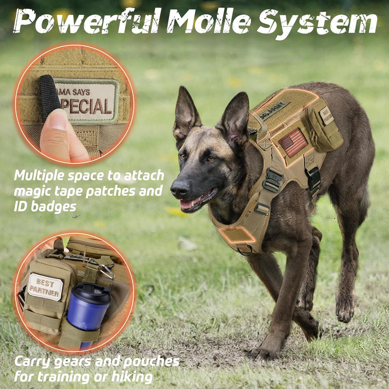 rabbitgoo No Pull Hundegeschirr Mittlere Grosse Hunde, Taktische Brustgeschirr mit MOLLE Griff Metal