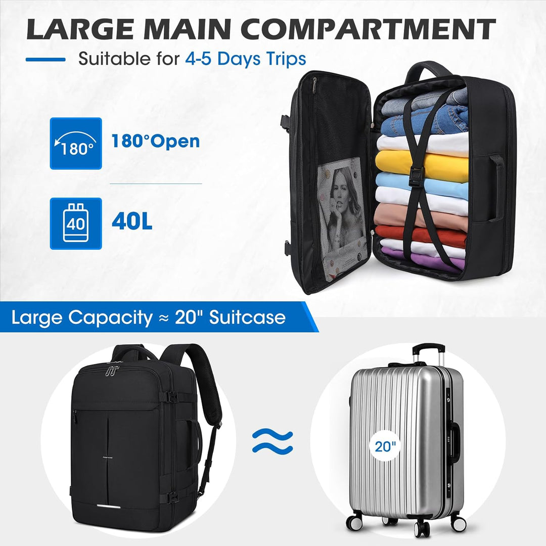 Lubardy Reiserucksack Herren Damen Handgepäck Rucksack Flugzeug Gross Laptop Rucksack 17 Zoll Wasser
