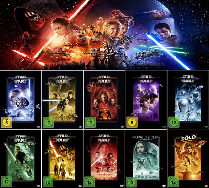 Star Wars Paket 1 - 8 + Rogue One: A Star Wars Story + Solo: A Star Wars Story [10-DVD]