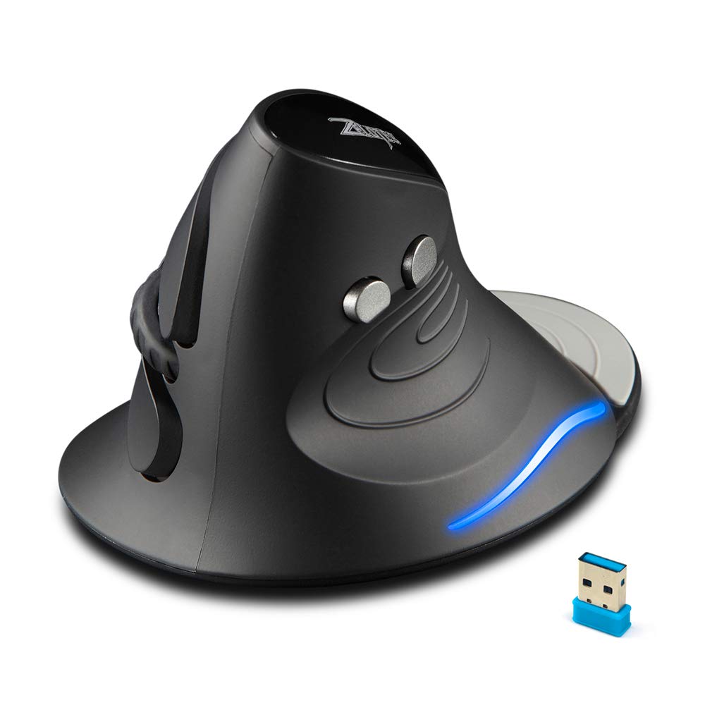 zelotes Kabellose Maus, 2,4 GHz, vertikale Maus, ergonomisch, mit Nano-Empfänger, abnehmbare Handgel