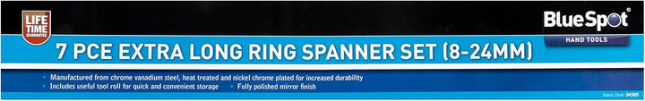 Blue Spot Tools 04305 extra langer Ringschlüsselsatz (8–24 mm), 7-teilig Einzeln, Einzeln