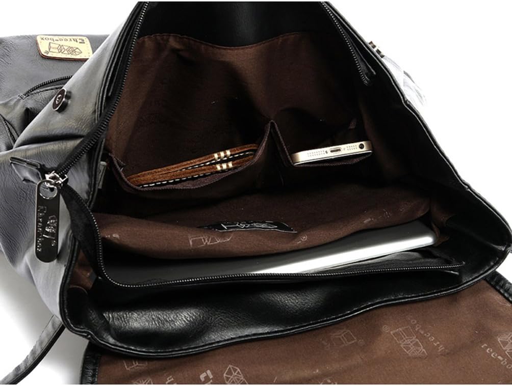 YFbear Daypacks Rucksäcke Kunstleder mit grosser Kapazität Vintage Schulranzen Schultasche Laptop-Ru