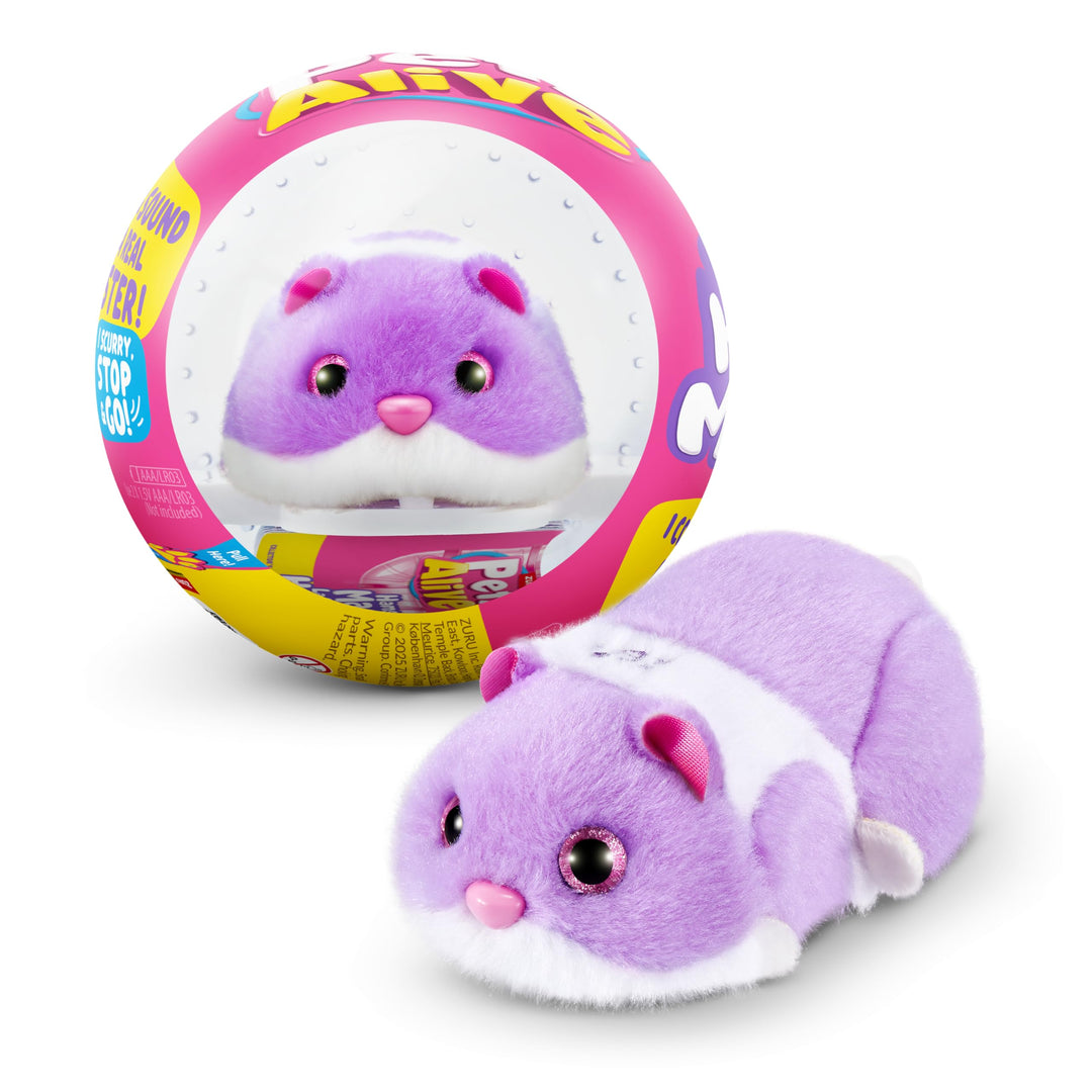 Pets Alive Hamster Mania von ZURU, Purple Hamster, Pet Nurture, Soft Toy, Real Alive, 20+ Sounds Int