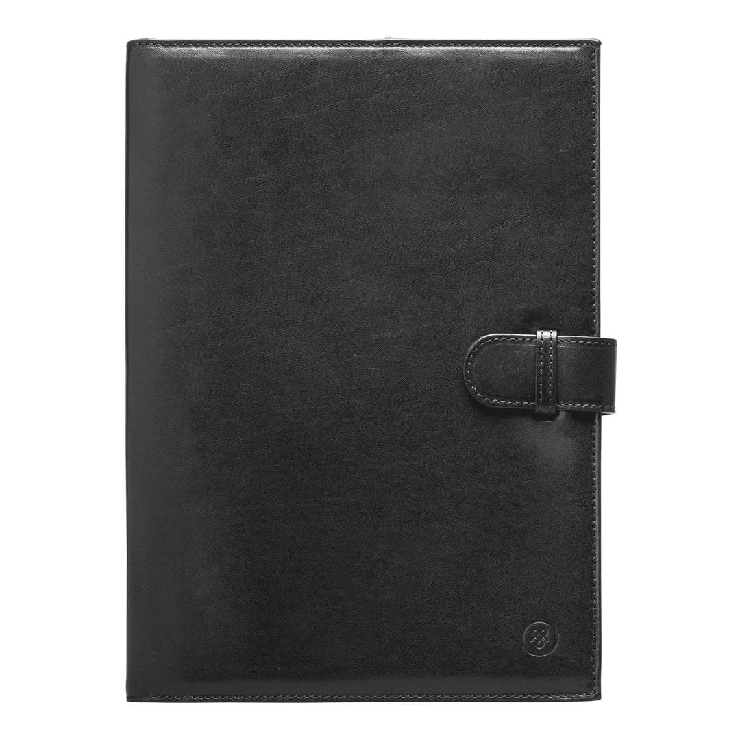 Maxwell-Scott Handgefertigte Leder A4 Dokumentenmappe Gallo in Schwarz, Schwarz