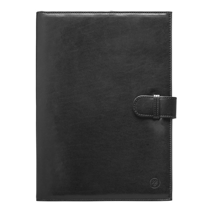 Maxwell-Scott Handgefertigte Leder A4 Dokumentenmappe Gallo in Schwarz, Schwarz