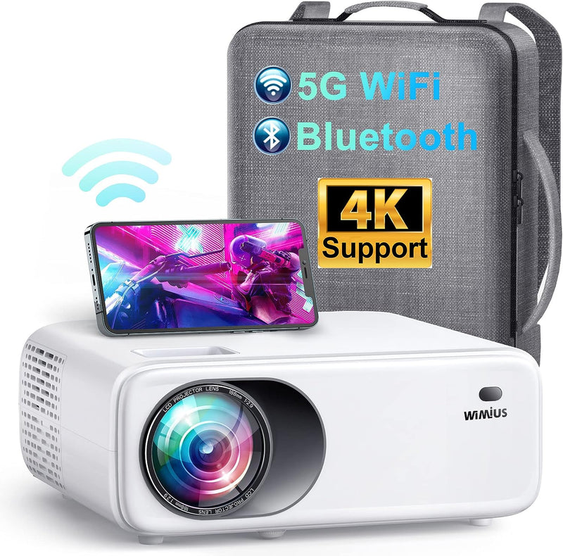 Beamer Full HD 5G WiFi Bluetooth, 9500 Lumen Native 1080P Beamer 4K Video Unterstützt WiMiUS W6 LED