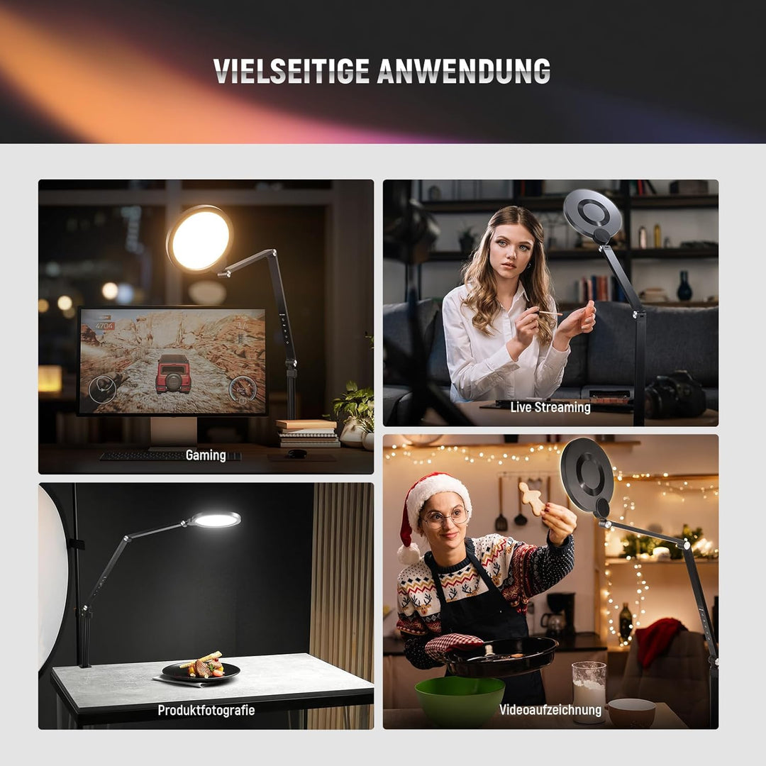 NEEWER Basis 18W 7" Tisch Ringlicht für Streaming Videokonferen Beleuchtung, 3000–6500K dimmbares Vo