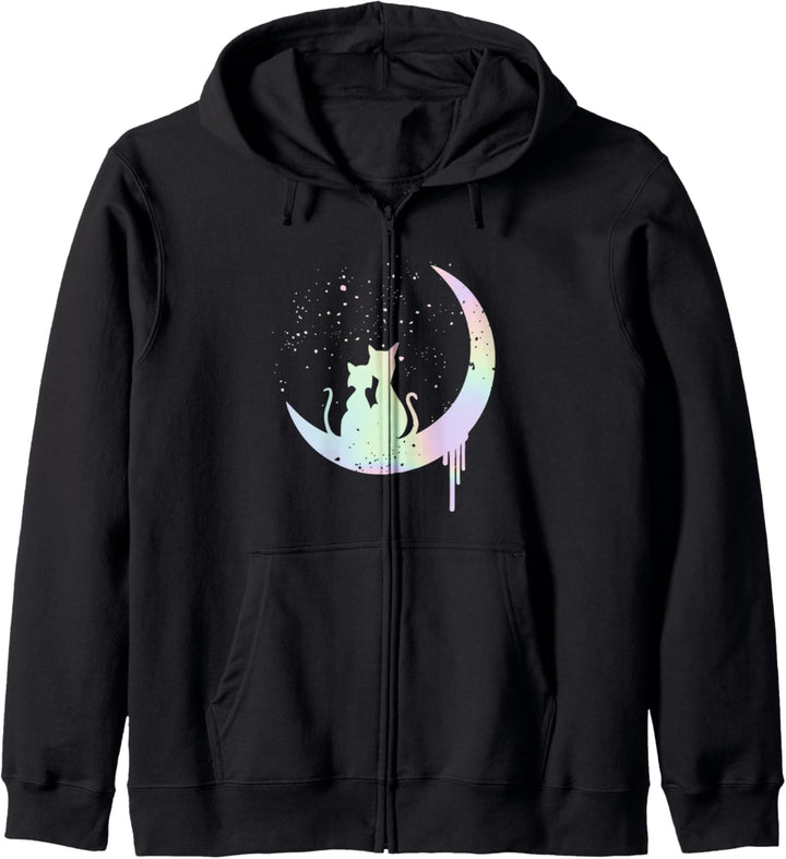 Pastell Mond - Waporwave Katzen - Pastell Goth Kapuzenjacke