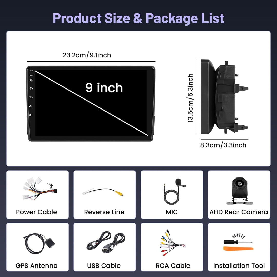 5G WiFi 4+64G Android Autoradio für Toyota Auris 2006-2011 Wireless Carplay Android Auto, 9 Zoll IPS