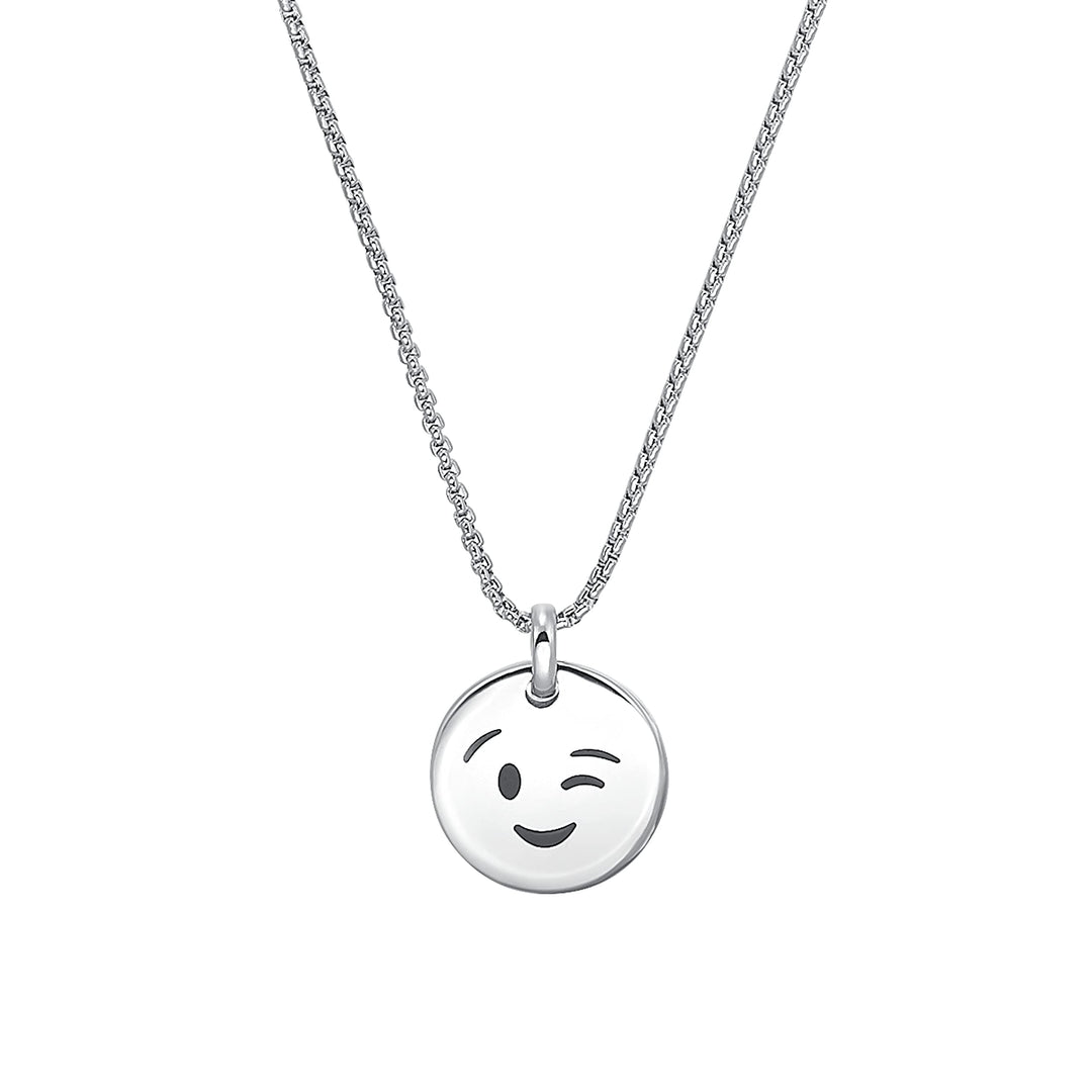 s.Oliver Kette mit Anhänger Edelstahl Jungen Kinder Halsschmuck, 40+3 cm, Silber, Smiley, Kommt in S