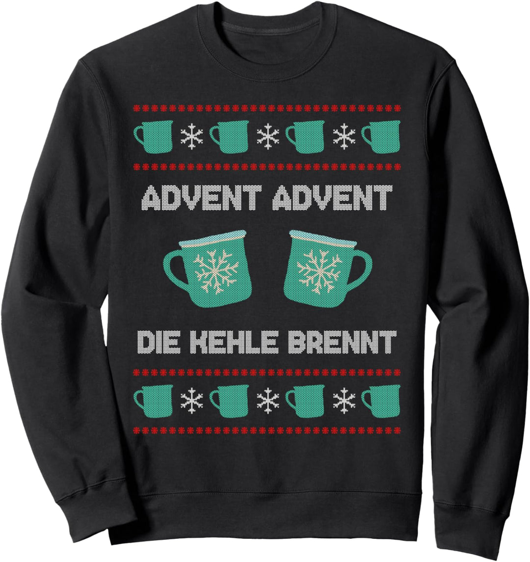 Advent Kehle Brennt Glühwein Ugly Sweater Saufen Sweatshirt