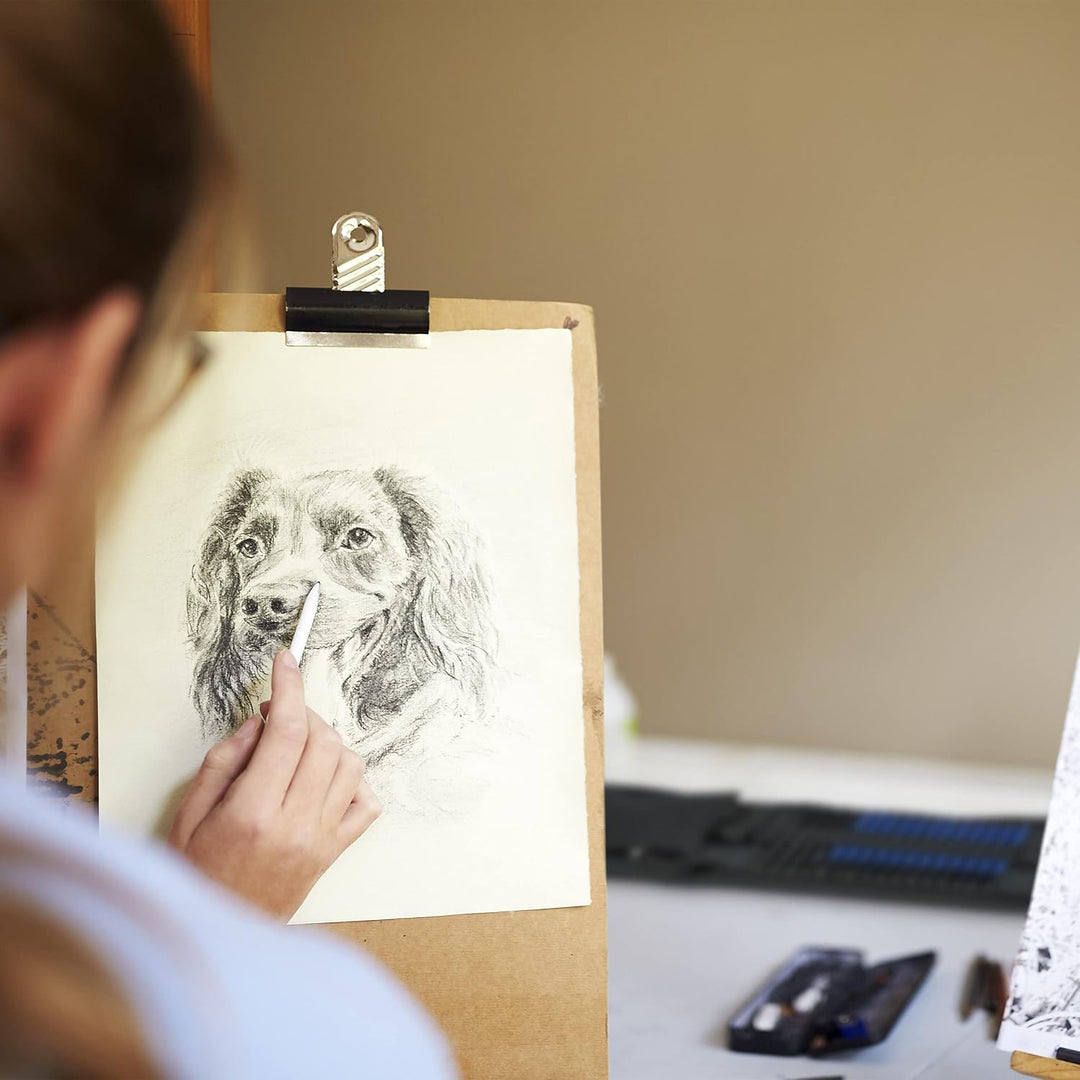 Relaxdays Zeichenset Bleistift 33-teilig, 12 Härtegrade, Kohlestifte, Graphitstifte, Radiergummis, S