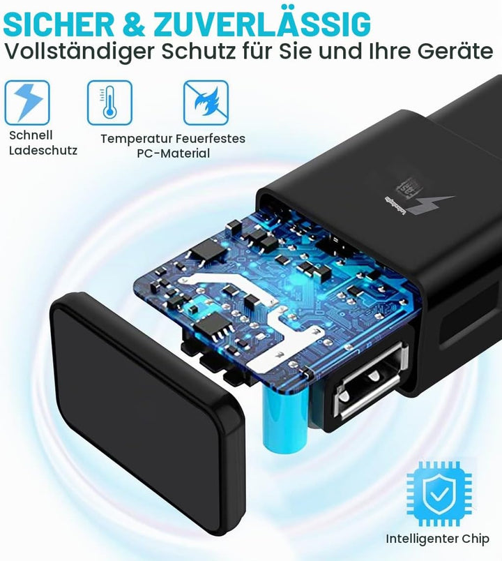 2-Pack Ladegerät mit Ladekabel Kompatibel mit Samsung Galaxy S8, S8 Plus, S9, S9 Plus, S10, S10 Plus