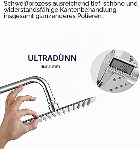 8 Zoll(20x20cm) Regendusche Duschkopf Edelstahl AISI304 Regenbrause Anti-Kalk-Düsen Duschkopf Regend