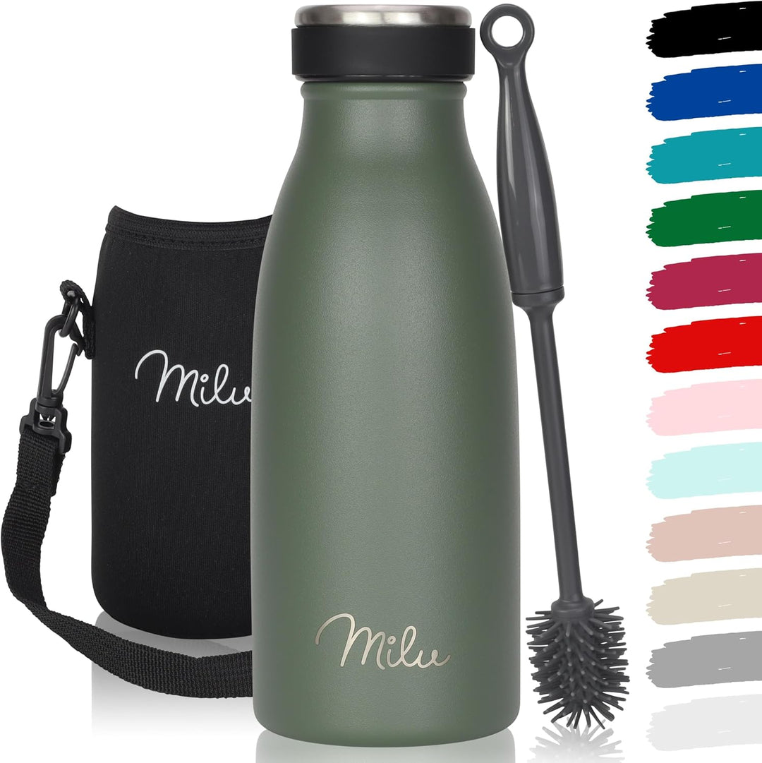 Milu Edelstahl Trinkflasche 350ml, 500ml, 750ml, 1L, 1,5L – Thermosflasche für Kinder Erwachsene aus