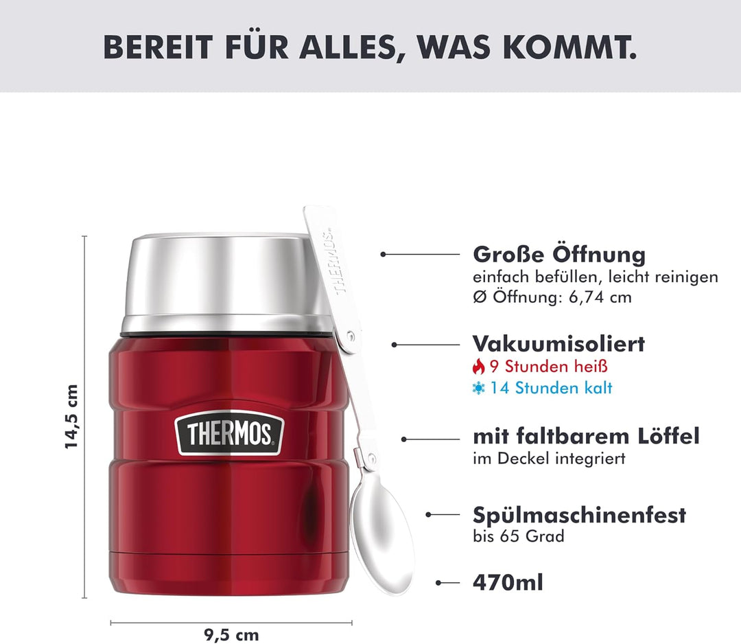 THERMOS Thermobehälter für Essen groÃŸ Lunchpot Stainless King, SpeisegefäÃŸ, Suppen, Müsli, 4001.24