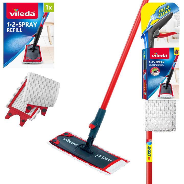 Vileda 1–2 Spray flach Spray Mop Mopp/Nachfüllpack, rot Mopp / Nachfüllpack Mopp / Nachfüllpack, Mop