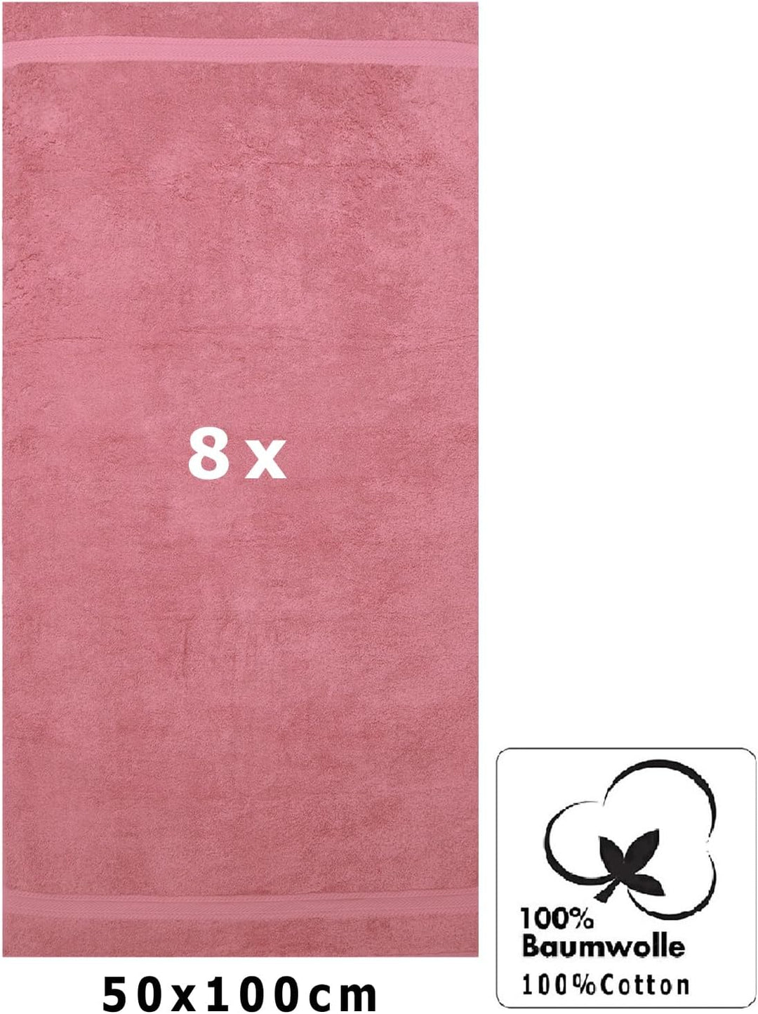 Betz 8 Stück Handtücher Set Grösse 50 x 100 cm Handtuch Premium 100% Baumwolle Farbe altrosa, Altros