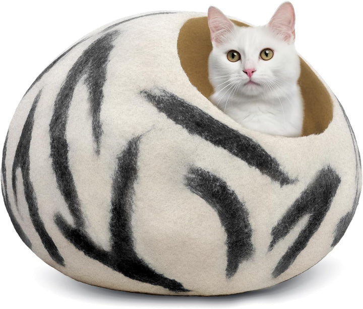 Woolygon - Cats of The Wild Series - Katzenhöhle aus Wolle, handgefertigt aus 100% Merinowolle, umwe