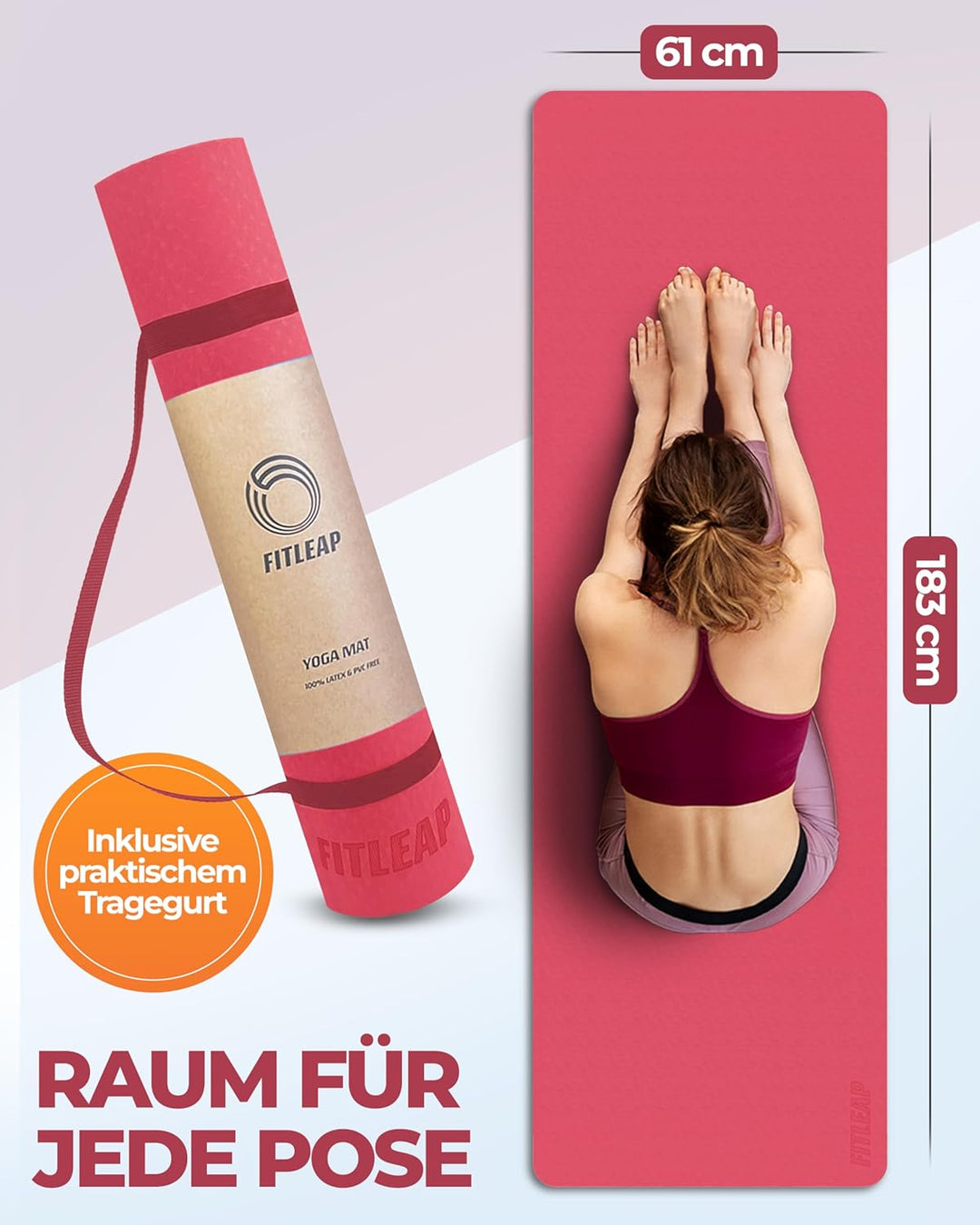 Yoga Matte Pro aus umweltfreundlichem TPE-Schaum, sehr rutschfeste, schadstofffreie, hypoallergene u
