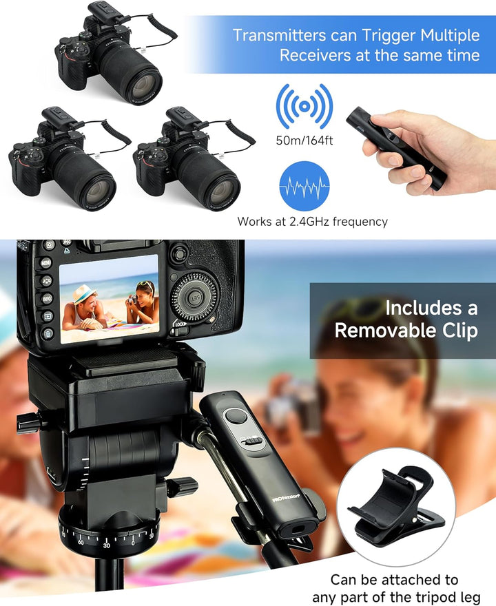 PROfezzion 165ft Drahtloser Fernauslöser für Nikon Z5 Z6 Z7 Z6II Z7II D750 D780 D7500 D7200 D5600 D5
