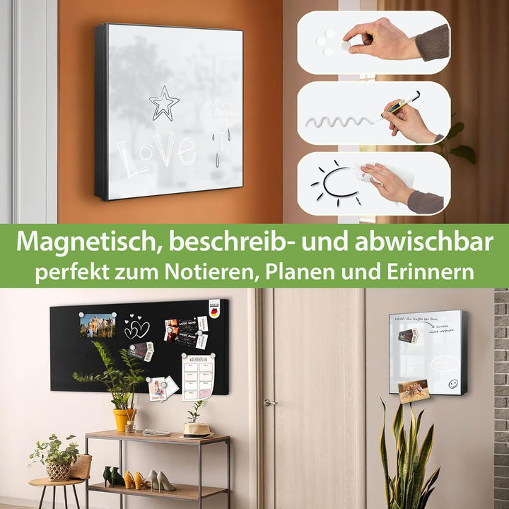banjado Grosser Schlüsselkasten Metall - Schlüsselbox 30x30cm mit 32 Haken - Schlüsselkasten modern