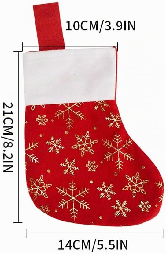 CCINEE Weihnachtsstrümpfe, Weihnachtsstrümpfe, Schneeflocken, Weihnachtsstrumpf, rotes Flanell, Kuns