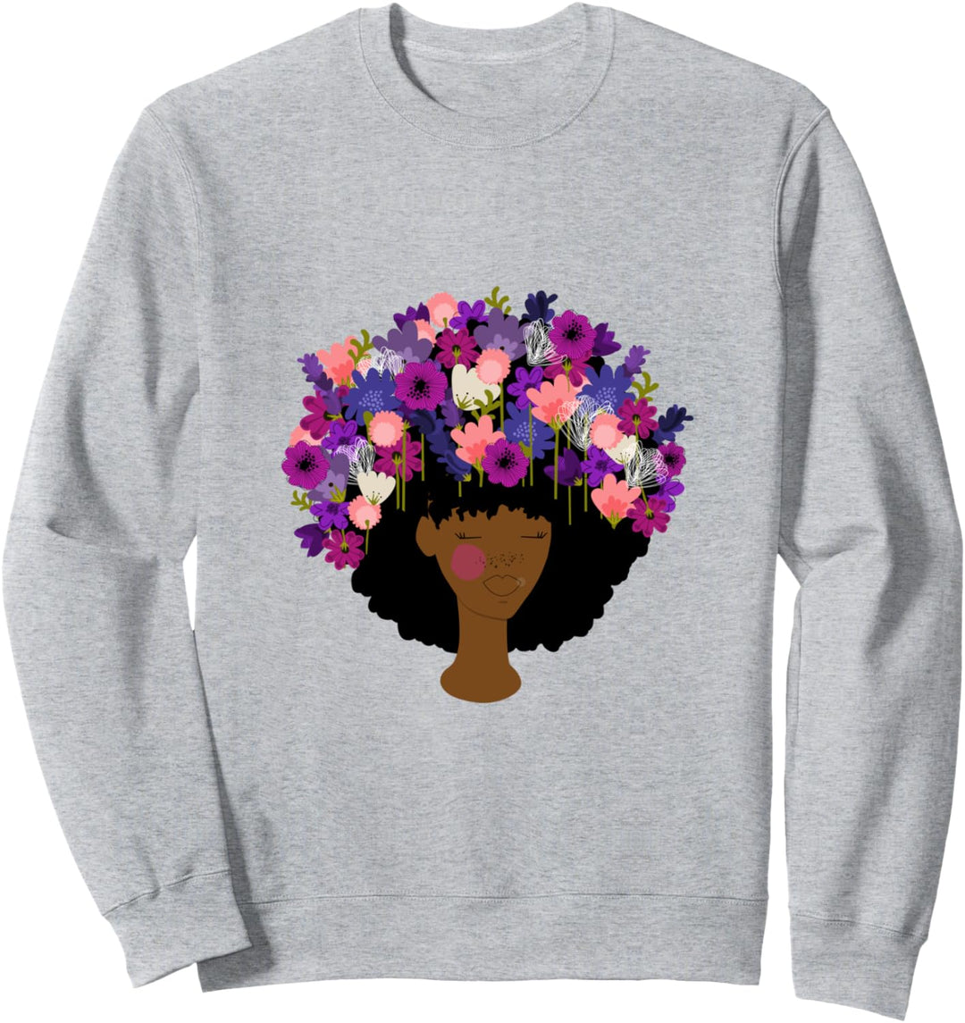 African American Flower Crown Woman Sweatshirt