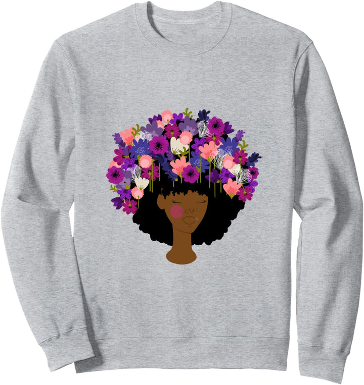 African American Flower Crown Woman Sweatshirt
