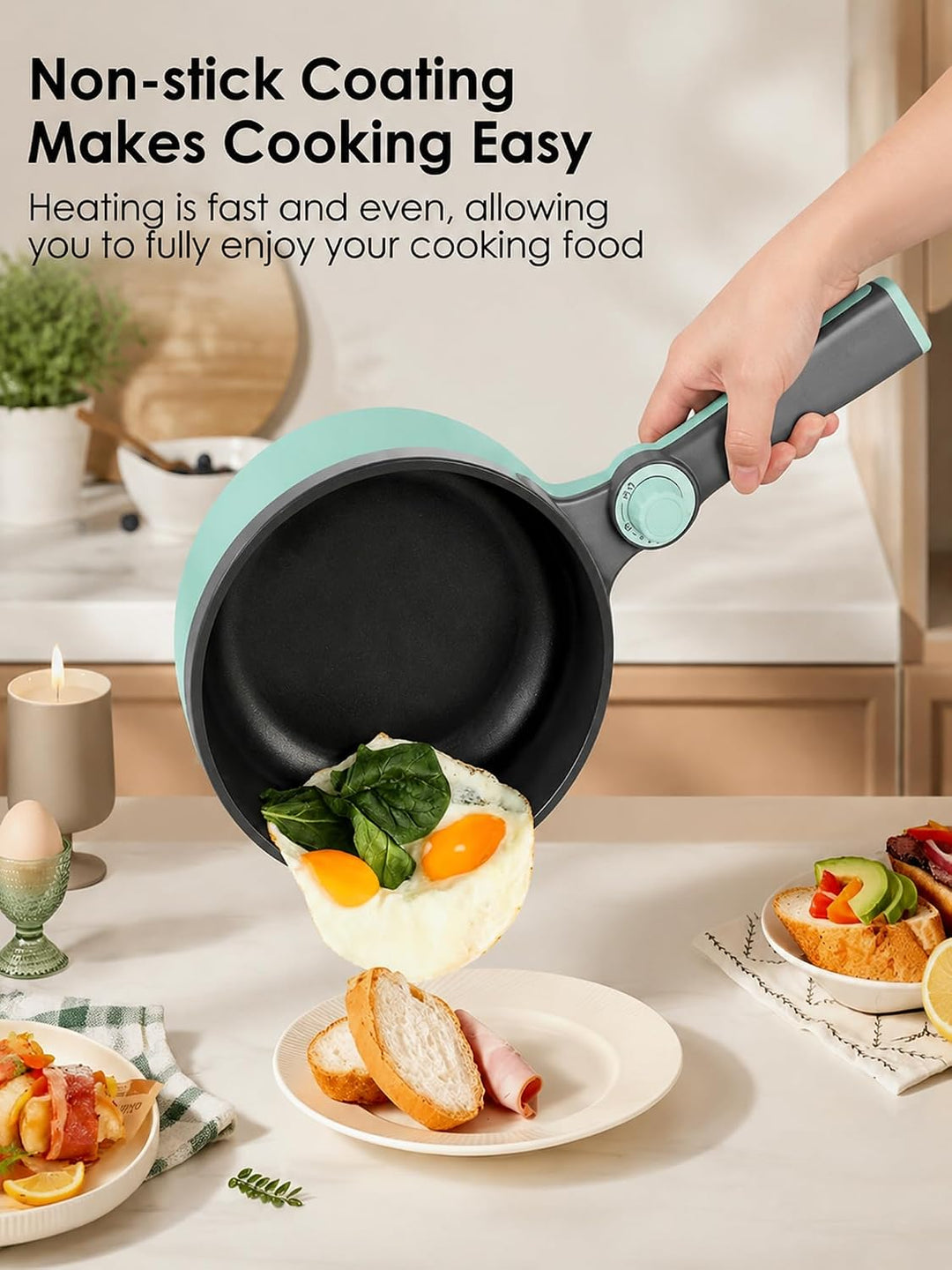 Audecook Elektrische Hot Pot mit Dampfgarer, 1,5 l Elektrische Bratpfanne, Hot Pot Topf 20cm, Antiha