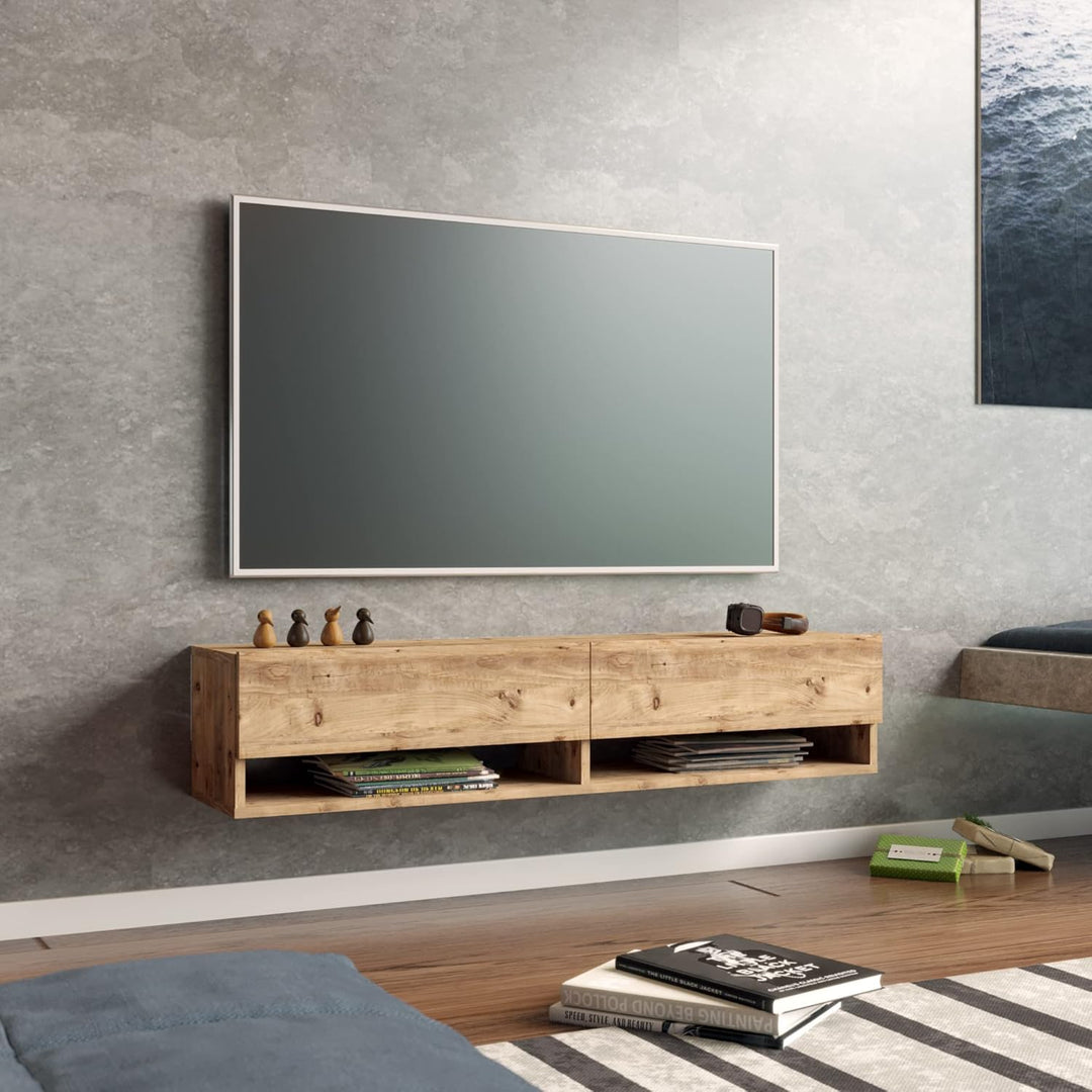 [en.casa] TV Board Laitila TV Schrank mit 2 Ablagen 2 Schranktüren Lowboard Fernsehtisch 140 x 31,5