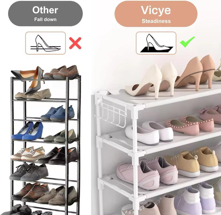 Schuhregal 10 Ebenen, Schuhschrank Metall für 50 Paar Schuhe, Schuhorganizer 155cm Hoch, Schuhaufbew