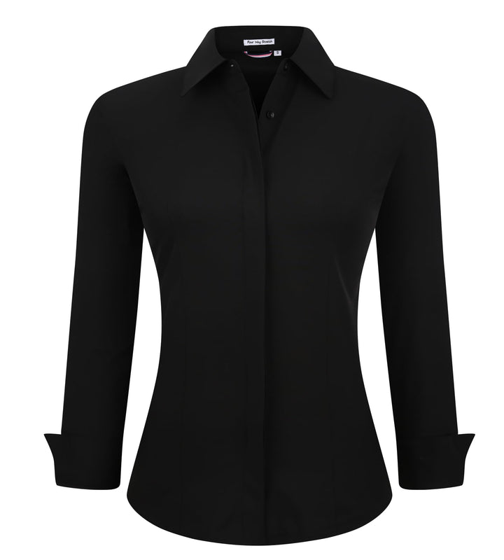 Alex Vando Bluse Damen Langarm Hemd Damen Stretch – Business Button Down Shirts, Bügelfrei Arbeitshe