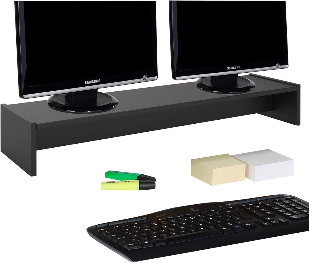 CARO-Möbel Monitorständer Zoom für 2 Monitore Bildschirmerhöhung Schreibtischaufsatz Tischaufsatz 10
