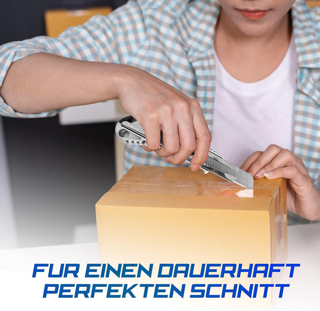 10x professionelles Aluminium Cuttermesser 18mm Teppichmesser profi, inklusive 100x Abbrechklingen a