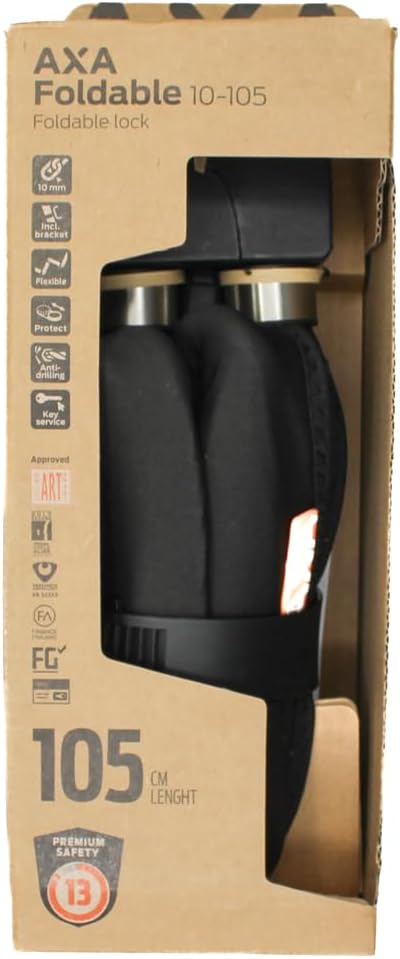 AXA Foldable 10-105 Faltschloss – Länge 105 cm – Stahlglieder 10 mm – Sicherheitsstufe 13 – Inkl. Ha