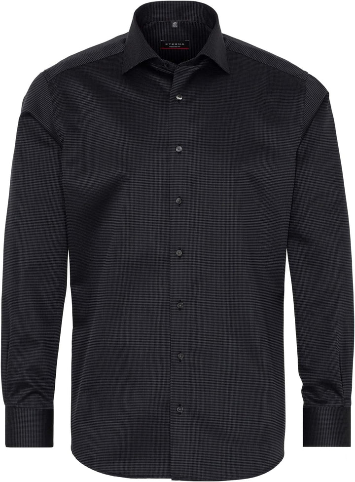 eterna Langarm Hemd Modern Fit Kettlancé strukturiert,W41 Langarm,Schwarz