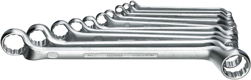 GEDORE Doppelringschlüssel Satz, 10-teilig, 6-27 mm, gekröpft, geschmiedet, Premium Handwerkzeug-Set