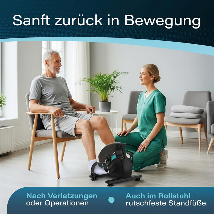 Mini Heimtrainer Pedaltrainer Set [leise & laufruhig] stufenlos einstellbar | Beintrainer & Armtrain