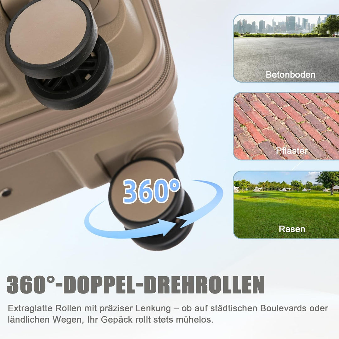Hartschalen-Koffer Trolley Handgepäck Rollkoffer, Reisekoffer Set mit 4 Rollen, 3er Gepäckset, Champ